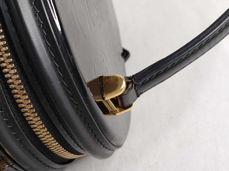 LOUIS VUITTON ルイヴィトン バニティバッグ モノグラムヴェルニ カンヌPM M53997 ブラック系 パテントレザー レディース 2WAY ハンドバッグ ショルダーバッグ ゴールド金具 美品