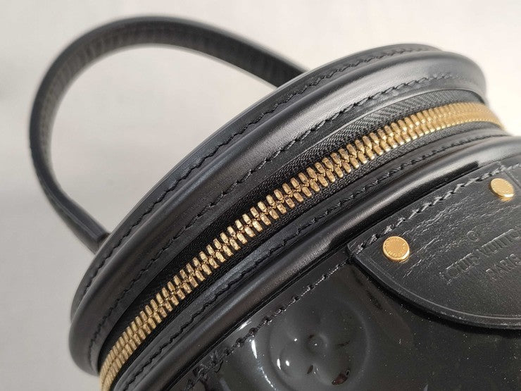LOUIS VUITTON ルイヴィトン バニティバッグ モノグラムヴェルニ カンヌPM M53997 ブラック系 パテントレザー レディース 2WAY ハンドバッグ ショルダーバッグ ゴールド金具 美品