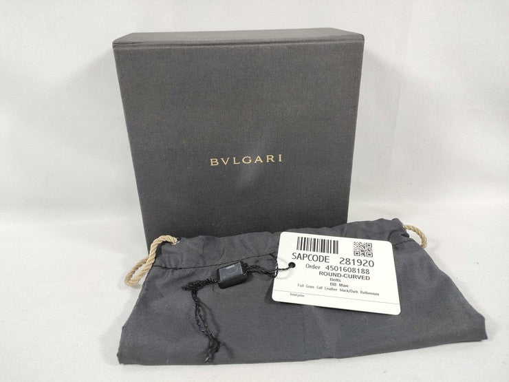 BVLGARI ブルガリ ベルト ブルガリブルガリ マン ベルト 281920 ブラック系 グレインカーフレザー メンズ シルバー金具 美品