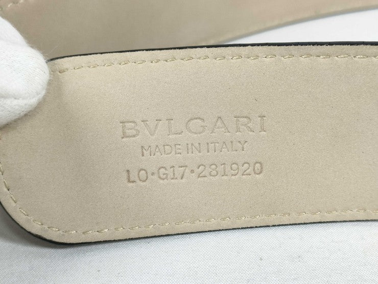 BVLGARI ブルガリ ベルト ブルガリブルガリ マン ベルト 281920 ブラック系 グレインカーフレザー メンズ シルバー金具 美品