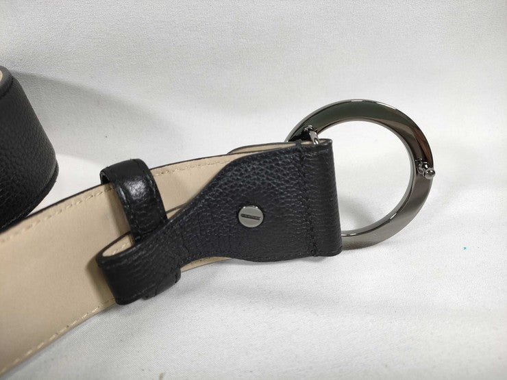 BVLGARI ブルガリ ベルト ブルガリブルガリ マン ベルト 281920 ブラック系 グレインカーフレザー メンズ シルバー金具 美品