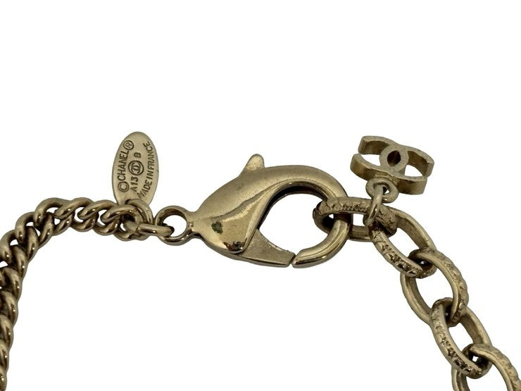 CHANEL シャネル ネックレス ココマーク シャンパンゴールド系 メタル フェイクパール レディース 美品