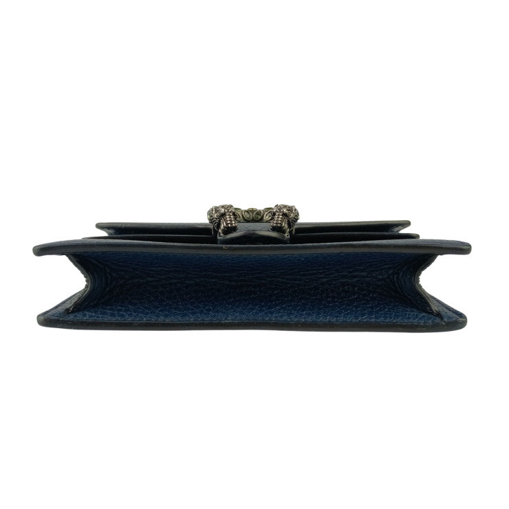 GUCCI グッチ ショルダーバッグ ディオニュソス 476432 ブルー系 レザー レディース クロスボディバッグ タイガーヘッド クリスタル チェーン シルバー金具 美品