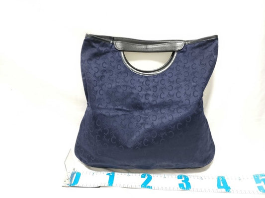 CELINE セリーヌ ハンドバッグ Cサルキー ノエビア ブルー ブラック系 キャンバス レザー レディース 美品