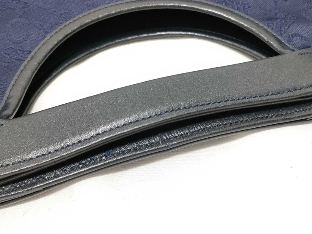 CELINE セリーヌ ハンドバッグ Cサルキー ノエビア ブルー ブラック系 キャンバス レザー レディース 美品