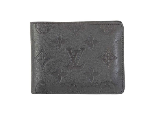 LOUIS VUITTON ルイヴィトン 二つ折り財布 ポルトフォイユ・ミュルティプル M62901 ブラック系 モノグラムシャドウ メンズ 美品