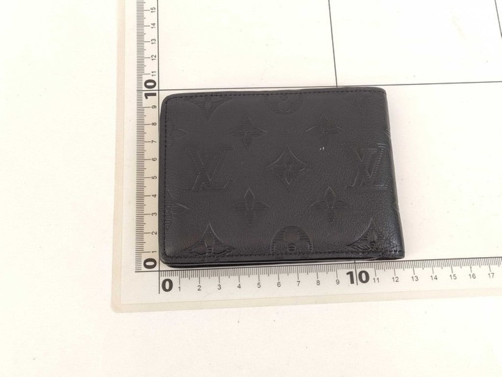 LOUIS VUITTON ルイヴィトン 二つ折り財布 ポルトフォイユ・ミュルティプル M62901 ブラック系 モノグラムシャドウ メンズ 美品