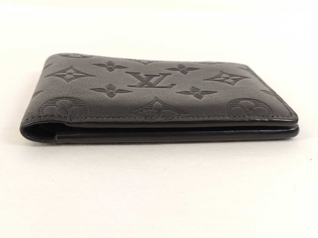 LOUIS VUITTON ルイヴィトン 二つ折り財布 ポルトフォイユ・ミュルティプル M62901 ブラック系 モノグラムシャドウ メンズ 美品