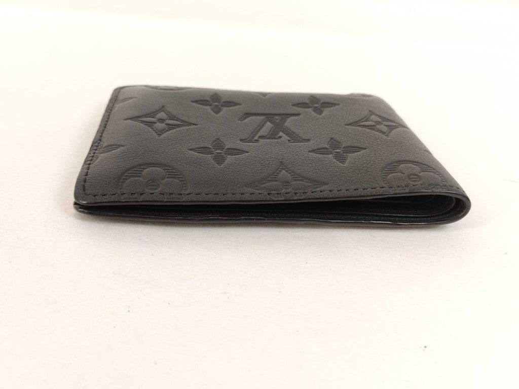 LOUIS VUITTON ルイヴィトン 二つ折り財布 ポルトフォイユ・ミュルティプル M62901 ブラック系 モノグラムシャドウ メンズ 美品