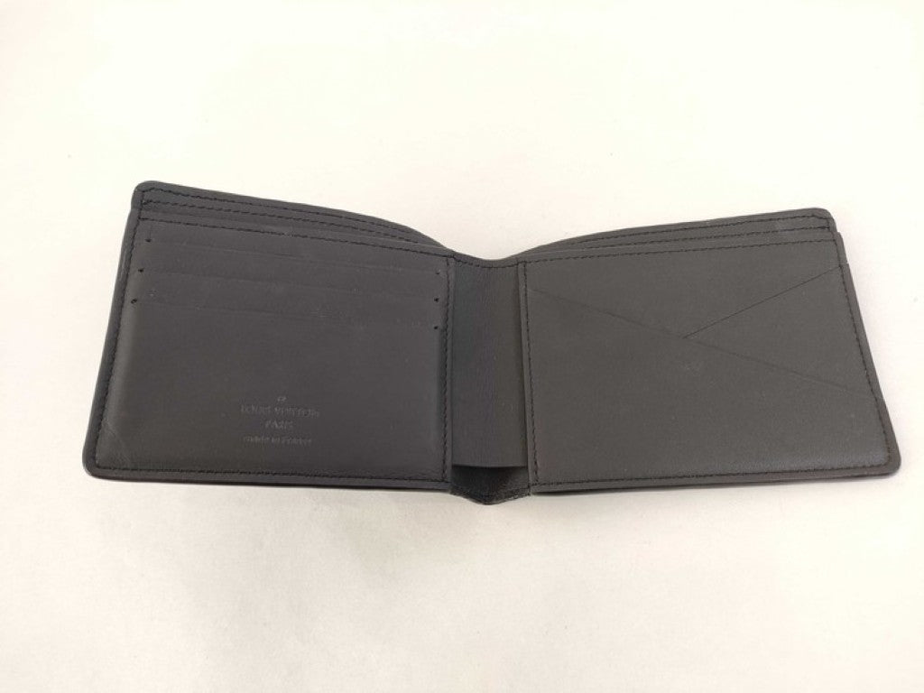LOUIS VUITTON ルイヴィトン 二つ折り財布 ポルトフォイユ・ミュルティプル M62901 ブラック系 モノグラムシャドウ メンズ 美品