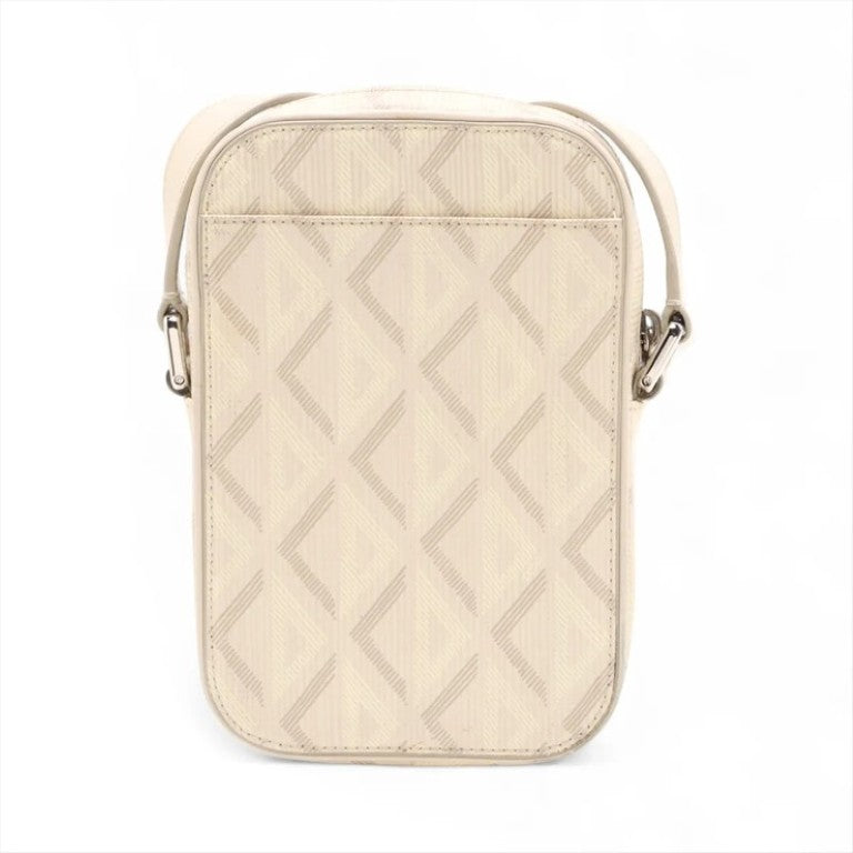 Dior ディオール ショルダーバッグ CDダイヤモンド ヒット ザ ロード ベージュ系 PVC レザー レディース シルバー金具 美品