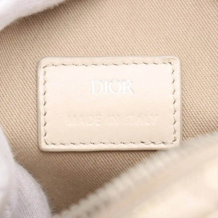 Dior ディオール ショルダーバッグ CDダイヤモンド ヒット ザ ロード ベージュ系 PVC レザー レディース シルバー金具 美品