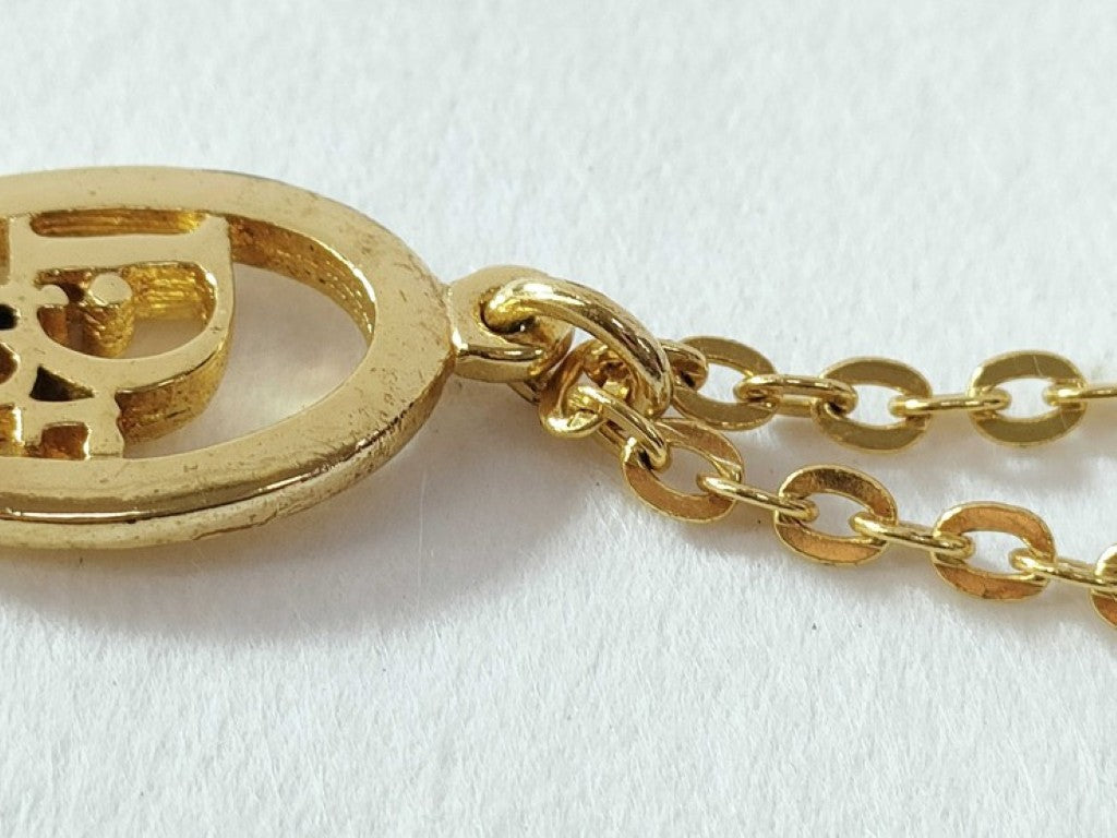 Christian Dior クリスチャンディオール ネックレス ロゴ ゴールド系 メタル レディース 美品