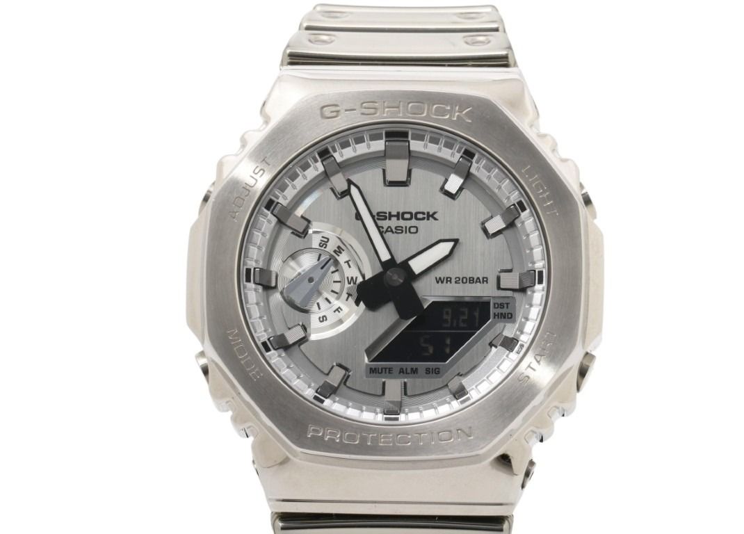 CASIO カシオ 時計 G-SHOCK FINE METALLIC SERIES ANALOG-DIGITAL 2100 Series GM-2100YM-8AJF シルバー系 樹脂／ステンレススチール 樹脂バンド メンズ アナデジ 超美品