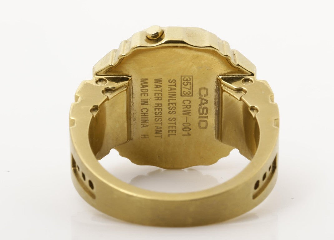 CASIO カシオ 時計 CASIO RING WATCH CRW-001G-9JR ブラック ゴールド系 ステンレススチール メンズ デジタル 美品