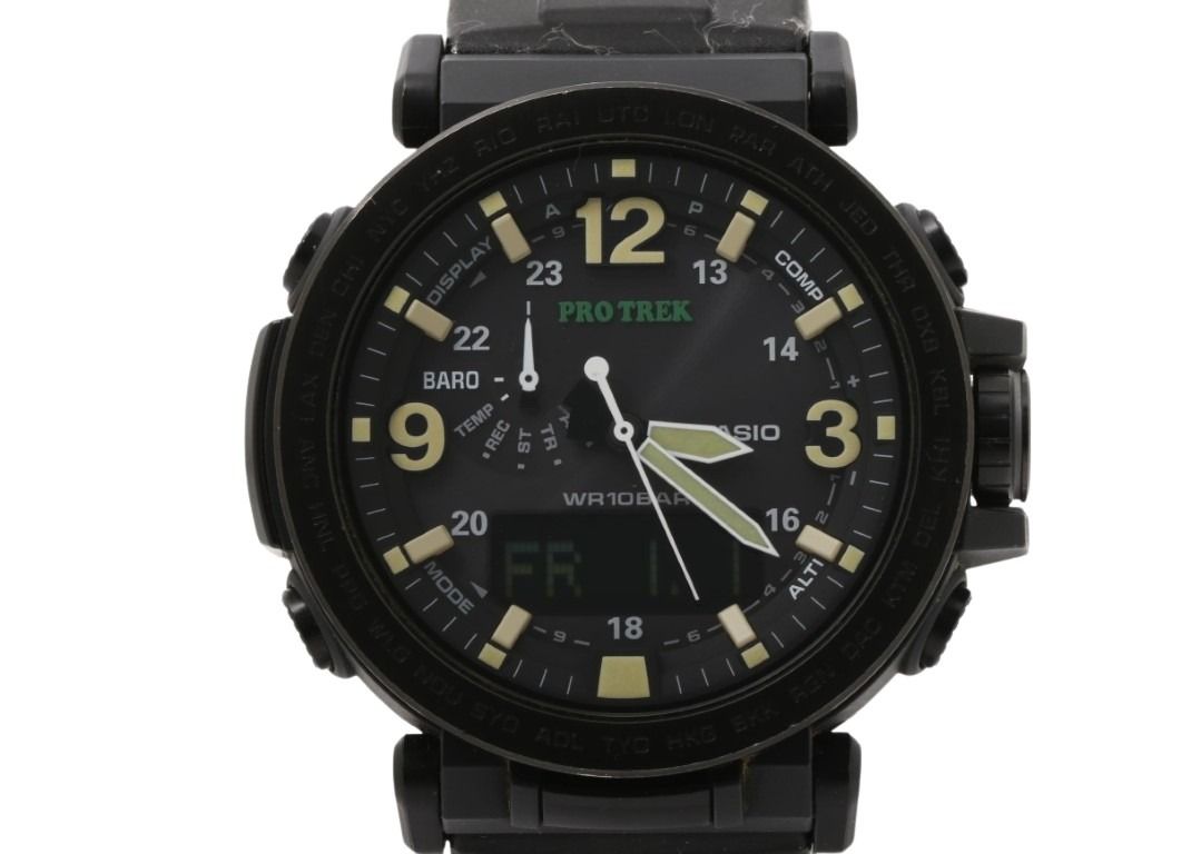 CASIO カシオ 時計 PRO TREK プロトレック Climber Line PRG-600Y-1JF ブラック系 樹脂／ステンレススチール クロスバンド メンズ アナデジ 美品