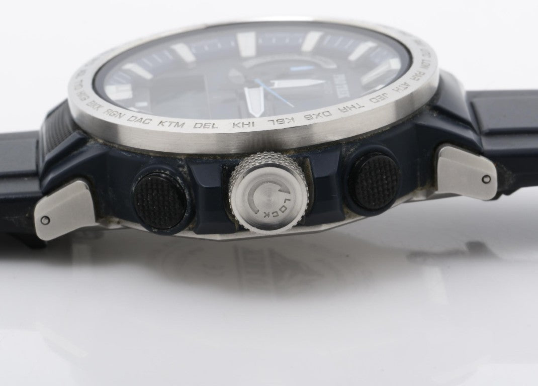 CASIO カシオ 時計 PRO TREK プロトレック Climber Line PRW-60-2AJF ネイビー ブラック系 樹脂／ステンレススチール デュラソフトバンド メンズ アナデジ 美品