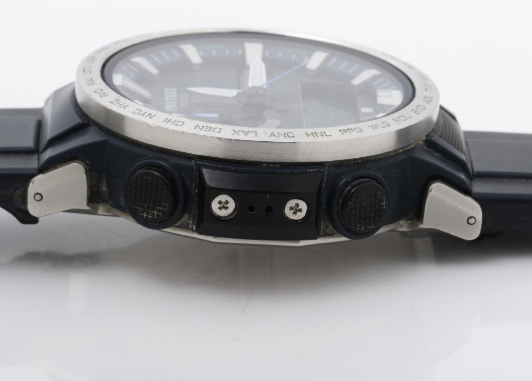 CASIO カシオ 時計 PRO TREK プロトレック Climber Line PRW-60-2AJF ネイビー ブラック系 樹脂／ステンレススチール デュラソフトバンド メンズ アナデジ 美品