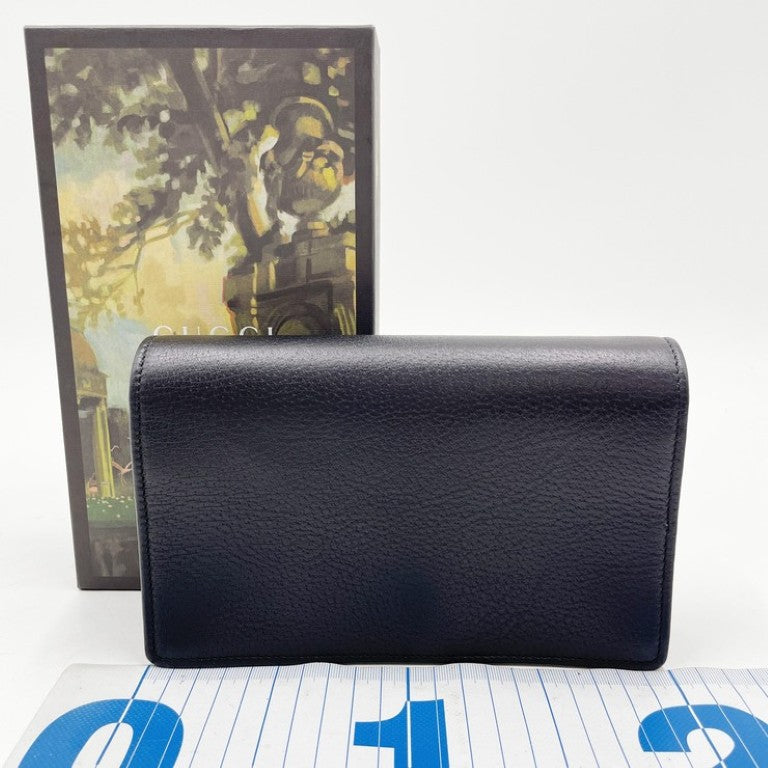 GUCCI グッチ ショルダーバッグ GGマーモント 499782 ブラック系 レザー レディース クリスタルビジュー チェーンウォレット 超美品