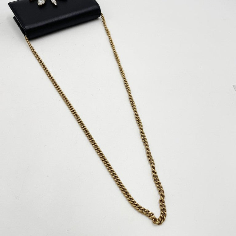 GUCCI グッチ ショルダーバッグ GGマーモント 499782 ブラック系 レザー レディース クリスタルビジュー チェーンウォレット 超美品