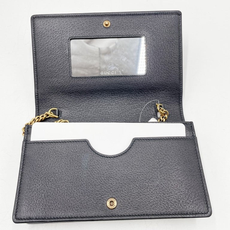 GUCCI グッチ ショルダーバッグ GGマーモント 499782 ブラック系 レザー レディース クリスタルビジュー チェーンウォレット 超美品