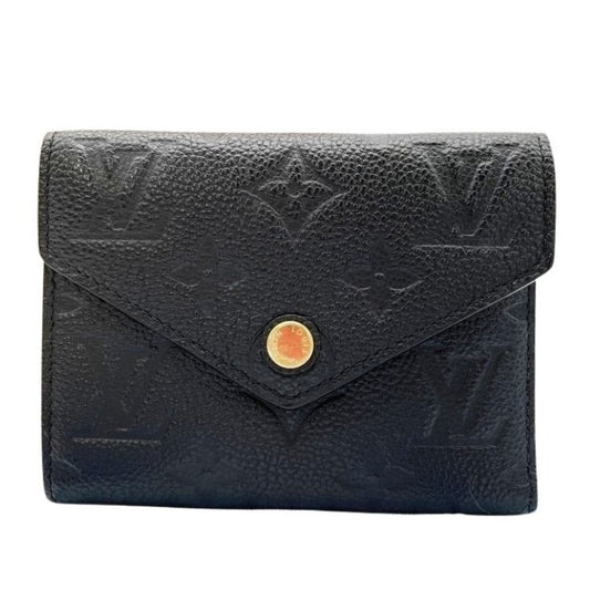 LOUIS VUITTON ルイヴィトン 三つ折り財布 ポルトフォイユ･ヴィクトリーヌ M64060 ノワール(ブラック)系 モノグラム アンプラント レディース ゴールド金具 美品
