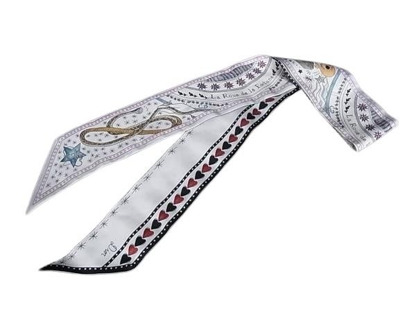 ChristianDior クリスチャンディオール リボンスカーフ ミッツァ マルチカラー系 シルク100% レディース La Roue de la Fortune 超美品