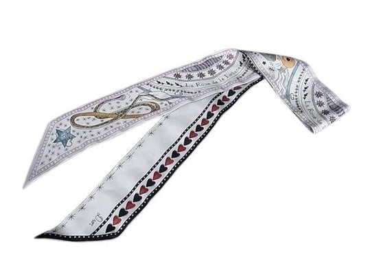 ChristianDior クリスチャンディオール リボンスカーフ ミッツァ マルチカラー系 シルク100% レディース La Roue de la Fortune 超美品
