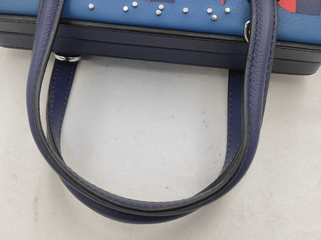 LOEWE ロエベ ハンドバッグ ポスタル スモール シティ パリ 309.31.W85 ブルー系 レザー レディース 2WAY 美品