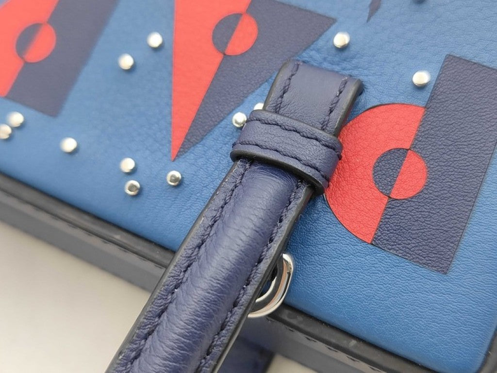 LOEWE ロエベ ハンドバッグ ポスタル スモール シティ パリ 309.31.W85 ブルー系 レザー レディース 2WAY 美品