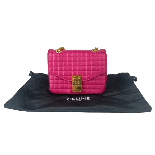 CELINE セリーヌ ショルダーバッグ スモール C セー バッグ 188403 ピンク系 レザー レディース キルテッド チェーン ゴールド金具 美品