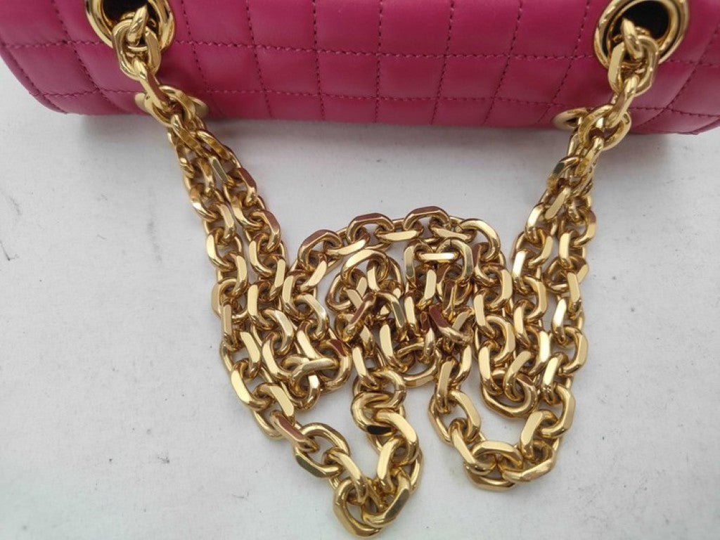 CELINE セリーヌ ショルダーバッグ スモール C セー バッグ 188403 ピンク系 レザー レディース キルテッド チェーン ゴールド金具 美品