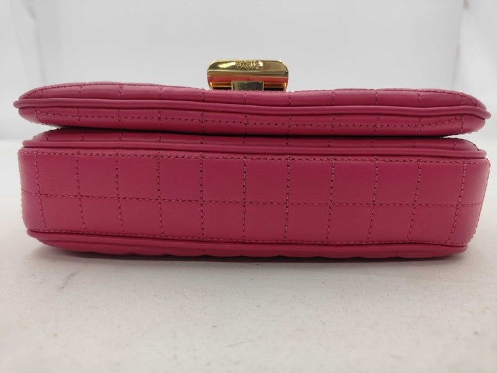 CELINE セリーヌ ショルダーバッグ スモール C セー バッグ 188403 ピンク系 レザー レディース キルテッド チェーン ゴールド金具 美品