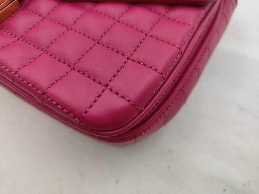 CELINE セリーヌ ショルダーバッグ スモール C セー バッグ 188403 ピンク系 レザー レディース キルテッド チェーン ゴールド金具 美品