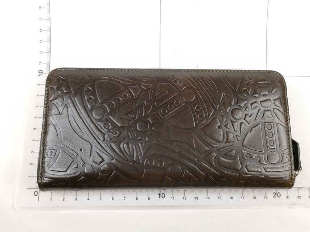 Vivienne Westwood ヴィヴィアンウェストウッド 長財布 ブラウン系 レザー レディース ラウンドファスナー エンボス シルバー金具 美品