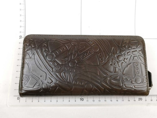 Vivienne Westwood ヴィヴィアンウェストウッド 長財布 ブラウン系 レザー レディース ラウンドファスナー エンボス シルバー金具 美品