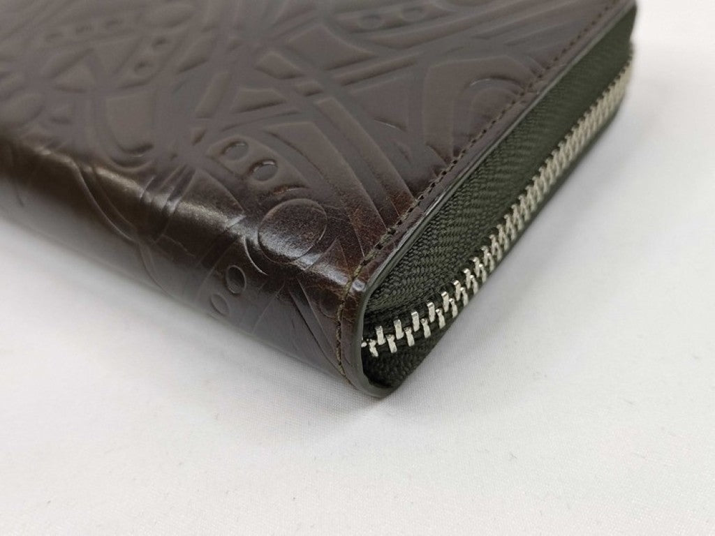 Vivienne Westwood ヴィヴィアンウェストウッド 長財布 ブラウン系 レザー レディース ラウンドファスナー エンボス シルバー金具 美品