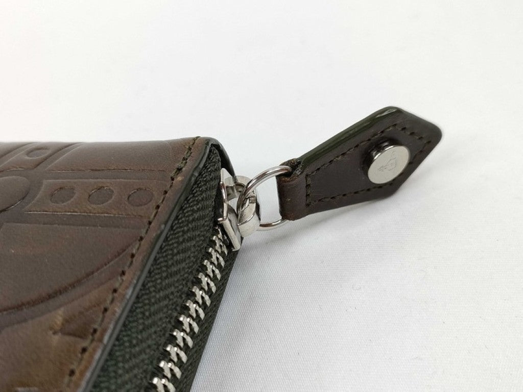 Vivienne Westwood ヴィヴィアンウェストウッド 長財布 ブラウン系 レザー レディース ラウンドファスナー エンボス シルバー金具 美品