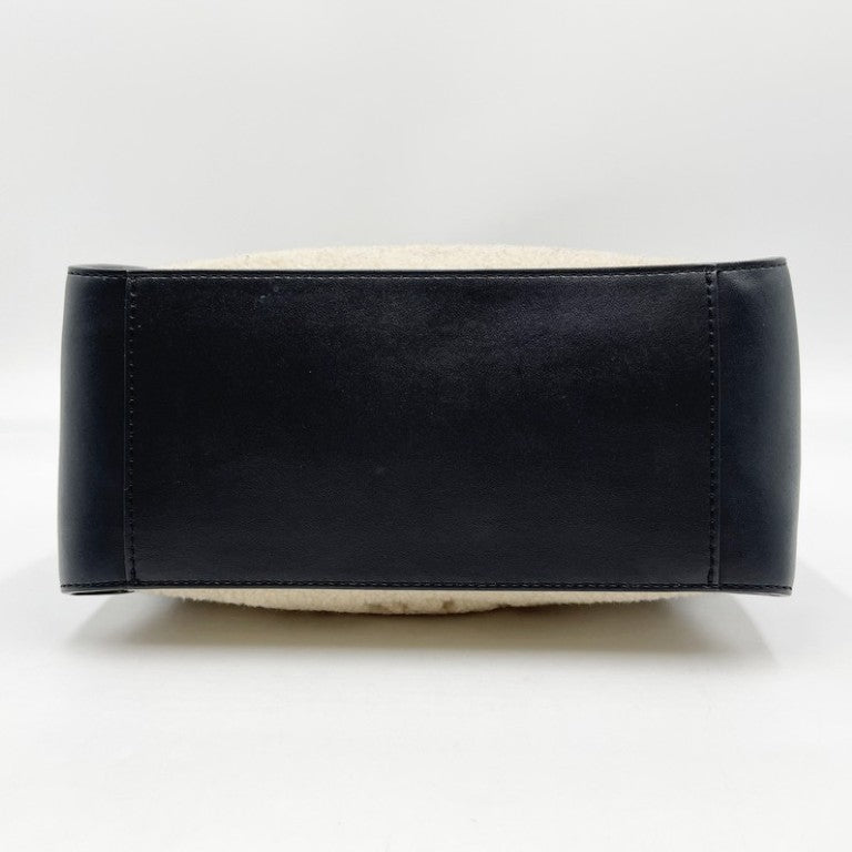 STELLA McCARTNEY ステラマッカートニー ハンドバッグ ロゴ 700139 ベージュ×ブラック系 エコレザー ボア レディース 2WAY シルバー金具 美品