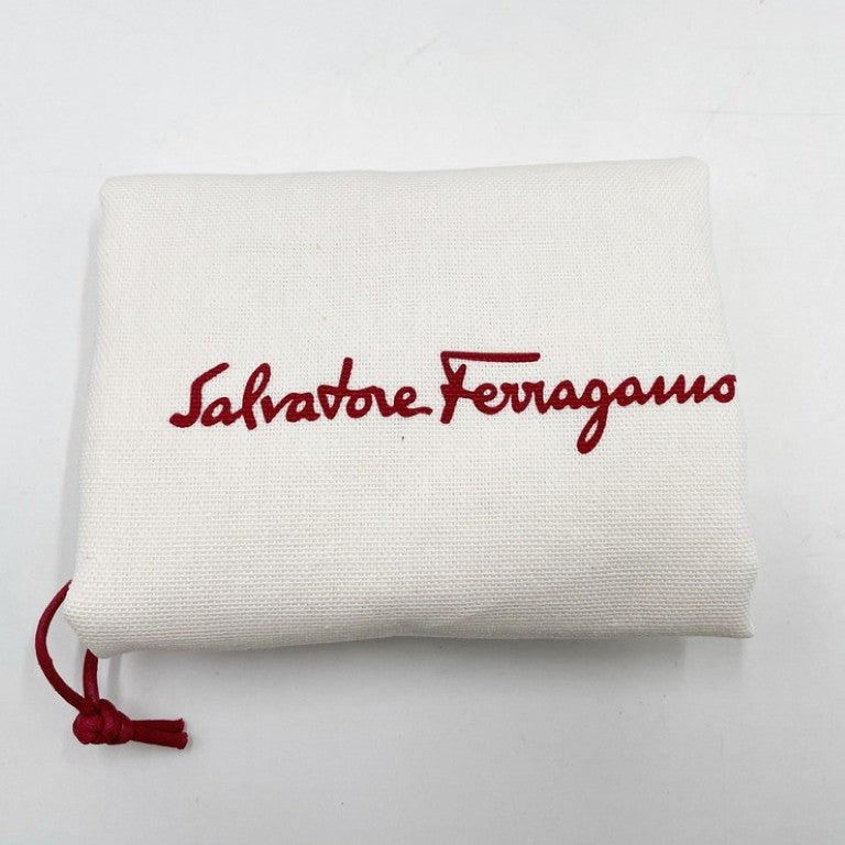 Salvatore Ferragamo フェラガモ セカンドバッグ ガンチーニ FZ-24 1219 ブラック系 レザー メンズ 総柄 シルバー金具 美品