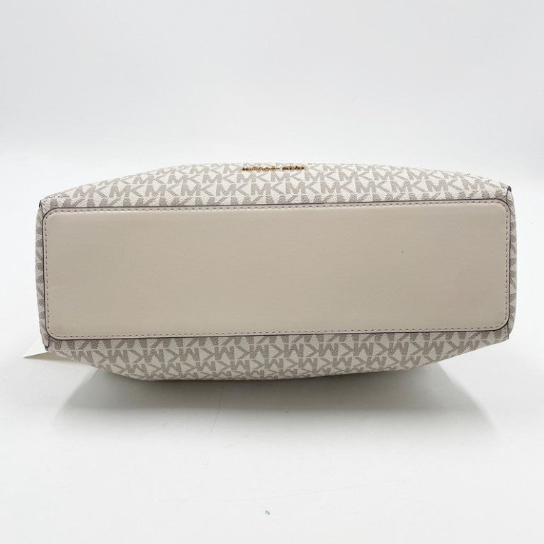 MICHAEL KORS マイケルコース ショルダーバッグ CHRISTINA トリプルガセット ショルダートート ラージ MKシグネチャー 35T5G8WE6B2605 ホワイト系 PVC レディース チェーン ゴールド金具 超美品