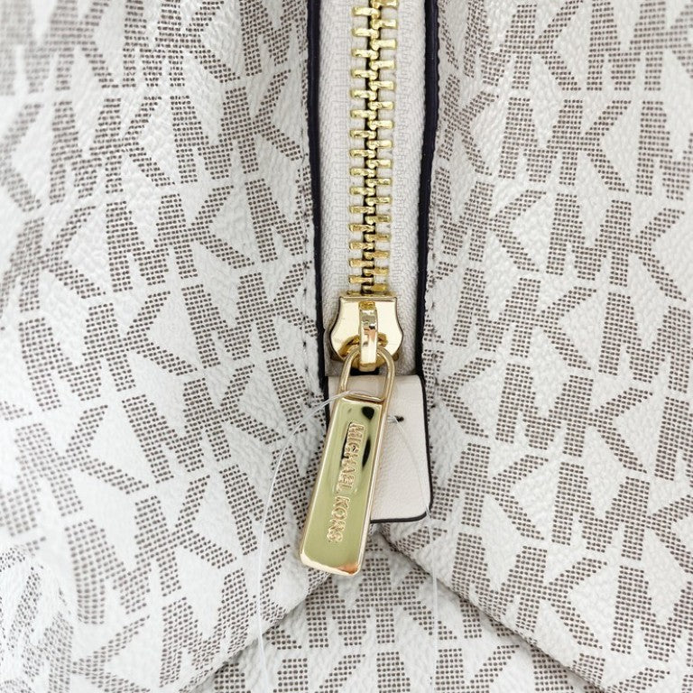 MICHAEL KORS マイケルコース ショルダーバッグ CHRISTINA トリプルガセット ショルダートート ラージ MKシグネチャー 35T5G8WE6B2605 ホワイト系 PVC レディース チェーン ゴールド金具 超美品