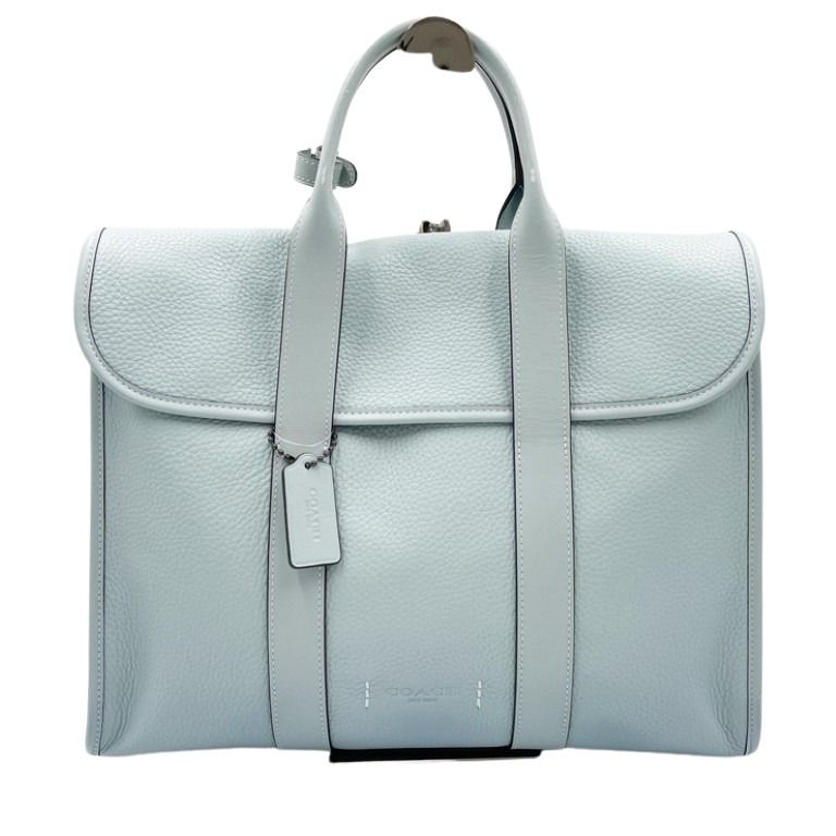 COACH コーチ ハンドバッグ ゴッサム ポートフォリオ C5318 ライトブルー系 レザー レディース ブリーフケース ビジネスバッグ 美品