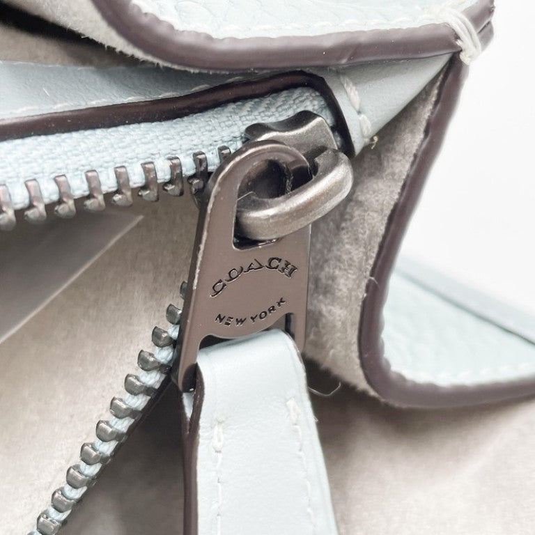 COACH コーチ ハンドバッグ ゴッサム ポートフォリオ C5318 ライトブルー系 レザー レディース ブリーフケース ビジネスバッグ 美品