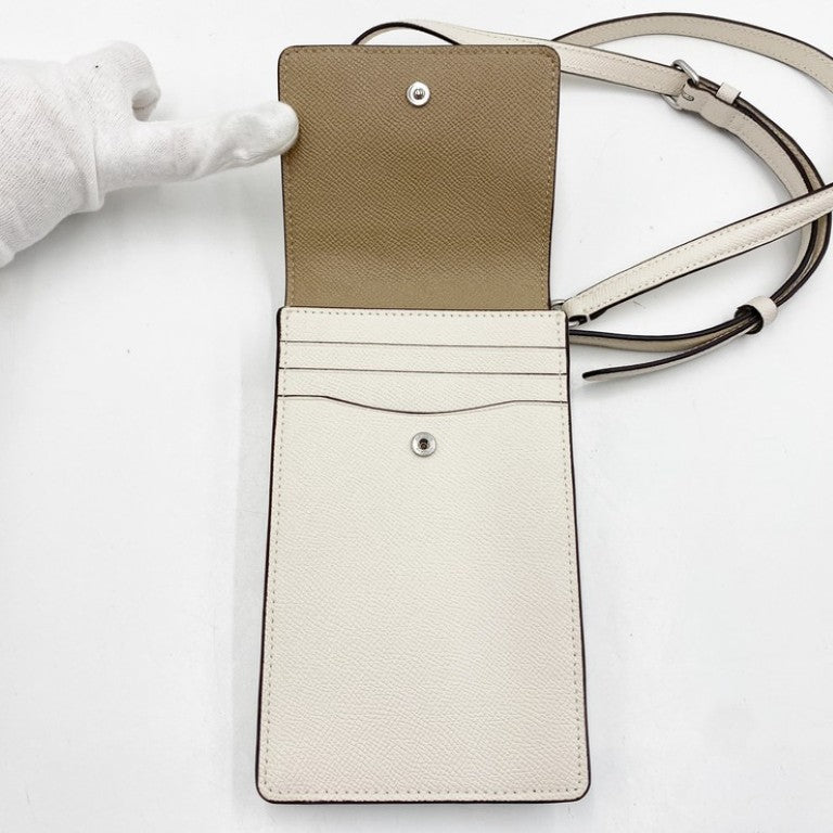 COACH コーチ ショルダーバッグ ノースサウス フォン クロスボディ CM235 チョーク（ホワイト系） レザー レディース 美品