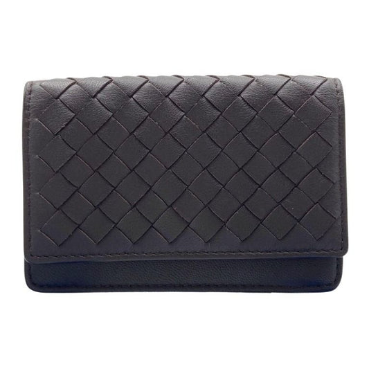 BOTTEGA VENETA ボッテガヴェネタ カードケース イントレチャート 174646 ダークブラウン系 レザー ユニセックス 美品