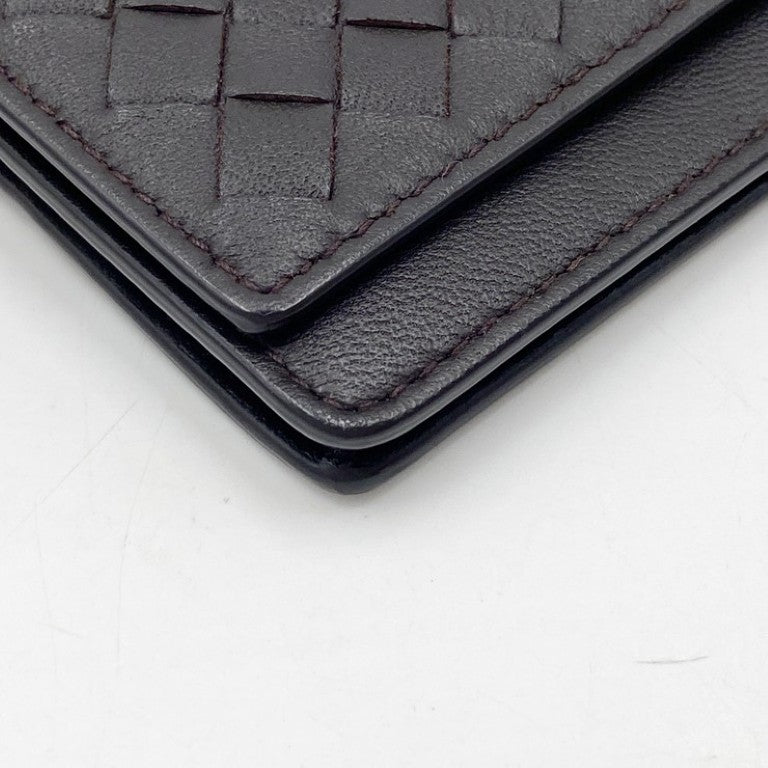 BOTTEGA VENETA ボッテガヴェネタ カードケース イントレチャート 174646 ダークブラウン系 レザー ユニセックス 美品