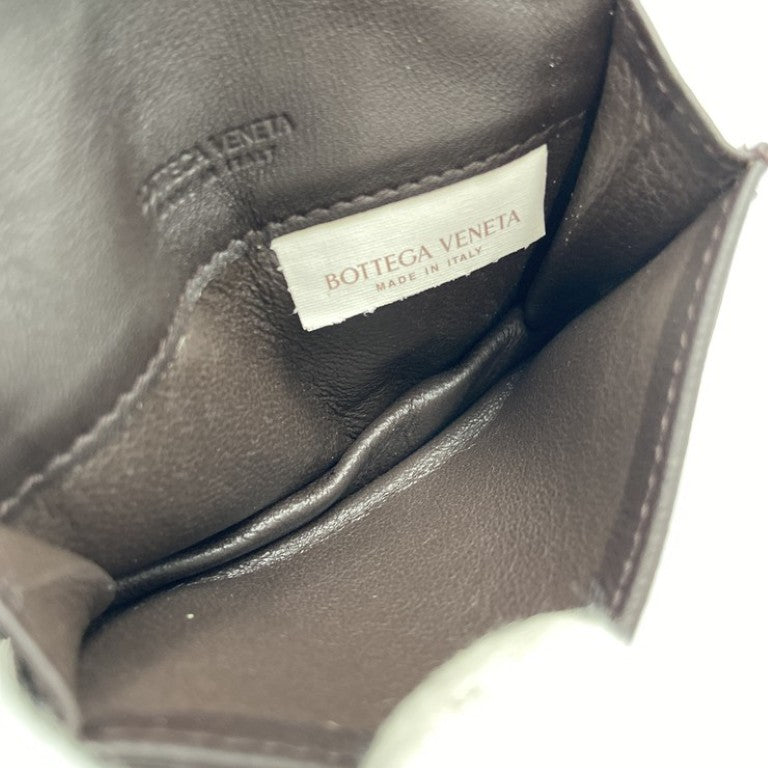 BOTTEGA VENETA ボッテガヴェネタ カードケース イントレチャート 174646 ダークブラウン系 レザー ユニセックス 美品