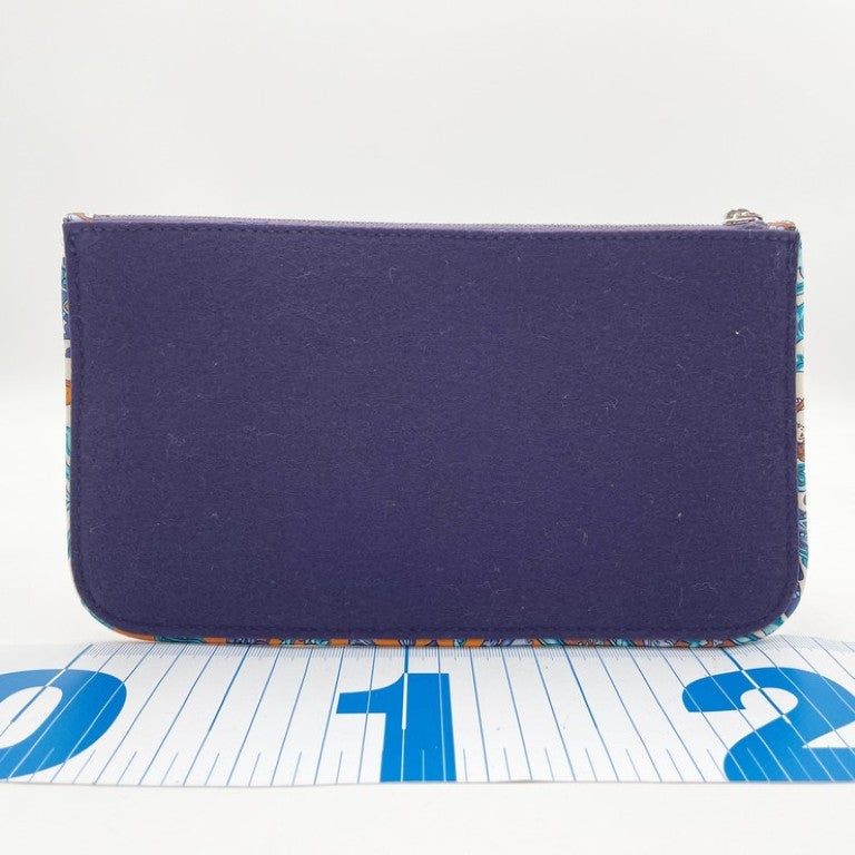 HERMES エルメス ポーチ トゥルース ジッピーGM 101899M ネイビー マルチカラー系 フェルト シルク レディース シルクイン フラットポーチ セリエボタン マルチケース 美品
