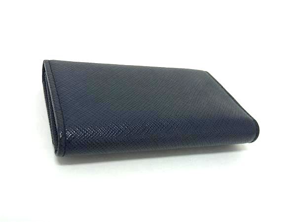 新古未使用展示品 PRADA プラダ キーケース - - ネイビー サフィアーノレザー ユニセックス 6連